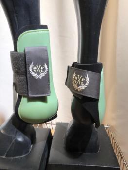 HV Polo Gamaschen und Streichkappen  4er Set Warmblut  helblau und Lemon
